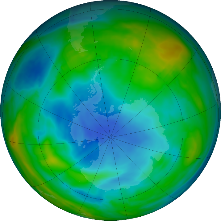 Antarctic ozone map for 20 June 2018